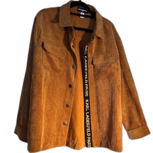 Karl Lagerfeld Women's Snap Closure Carmel Corduroy Shacket SZ M - Picture 3 of 7